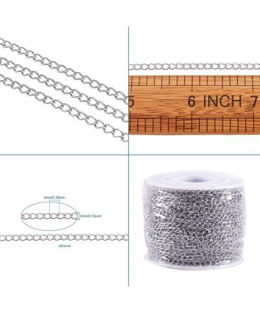 Pandahall 82ft Soldered 304 Stainless Steel Curb Chains 4x3x0.6mm for Jewelry Making - Buy Online on GoSupps.com