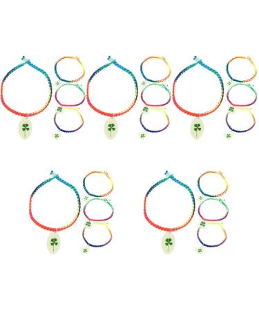 ABOOFAN 20 Pcs Bracelet Patrick Day Bracelet Fortune Wrist Chain Four Leaf Charm Bracelet Shamrock Bracelet Womens Gifts Dainty Bracelet Chain for Girl Miss Jewelry Spring Resin