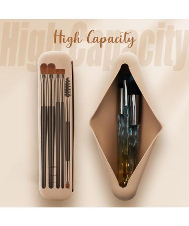 Travel Makeup Brush Holder - Silicone Case Bag Organizer for Women - Waterproof & Trendy Cosmetic Brush Holder (Khaki) - Buy Online on GoSupps.com
