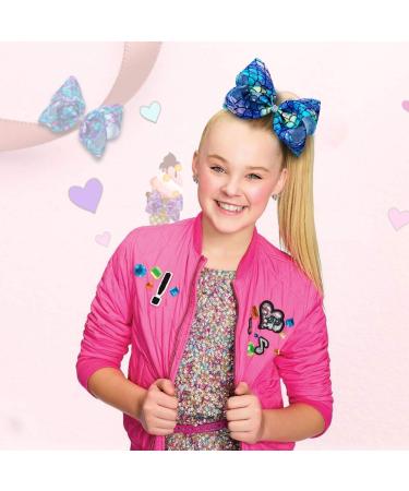 2 Pack Siwa Style Hair Bows for Girls - 8 Inch Large Ribbon Hair Barrettes Set | Mermaid Bows Accessories | Best Xmas Gift - Buy Online on GoSupps.com