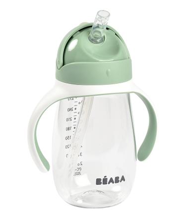 B aba 2 in 1 Feeding Bottle/Learning Cup Children's Straw Cup 100% Leak-Proof Easy to Open Removable Handles Tritan and
