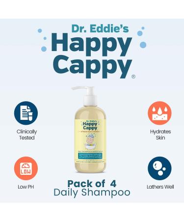 Happy Cappy Daily Shampoo Face and Body Wash for Dry Itchy Eczema Prone Skin - 8 oz Bottle Pack (Pack of 4) - Fragrance and Dye Free - Buy Online on GoSupps.com