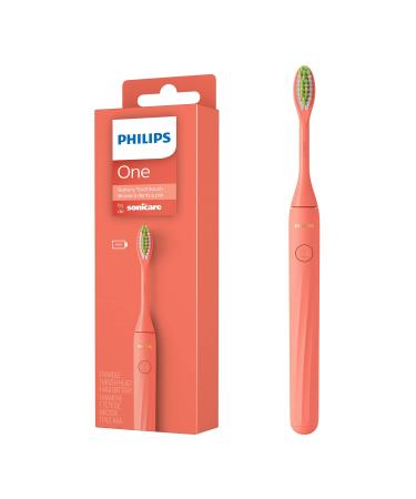 Philips One Electric Toothbrush by Sonicare HY1100/51 - Micro Vibrations Soft bristles That Gently Polish and whiten teeths 3 Month Battery Life 2 Minute Timer and Quadpacer Red