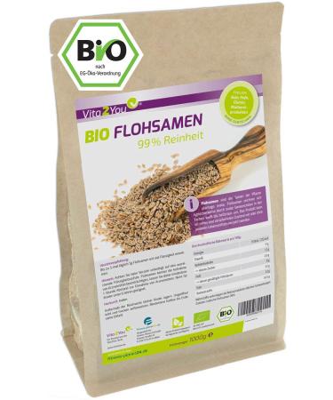 Vita2You ORGANIC Psyllium 99% purity - 1000g zip bag - Highest purity - 1kg Indian psyllium - Premium quality - Buy Online on GoSupps.com