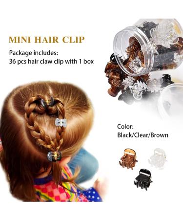 36 PCS Mini Hair Claw Clips for Women - 0.6 Inch Plastic Hair Jaw Clips for Styling Long Hair - Perfect Hair Accessories for Girls - Black Brown Clear - Buy Online on GoSupps.com