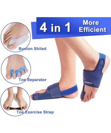 2022 Updated Toe Separator Bunion Corrector Set - Bunion Splint & Hallux Valgus Brace Kit for Bunion Pain Relief - Orthopedic Toe Alignment Tool with Free Blue Exercise Strap - Buy Online on GoSupps.com