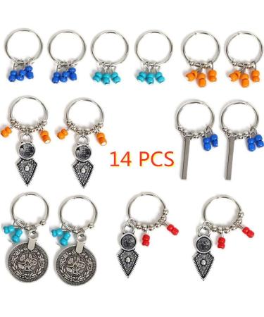 14 Pieces Colorful Hair Rings - Shiny Silver Braid Accessories with Coin Pearl Pendants | Fashion Hair Jewelry for Women & Girls - Buy Online on GoSupps.com