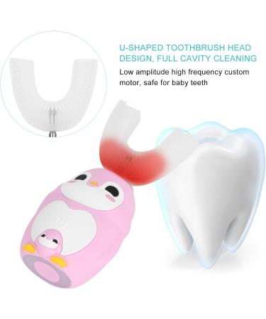 Kids Electric Toothbrush with U-Shaped Silicone Brush Head & 60ml Toothpaste - Pink | IPX7 Waterproof - Buy Online on GoSupps.com