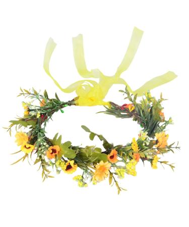 Minkissy green leaf flower crown sunflower headband boho hair wreath daisy blossom headdress festival hair band fashion hair jewelry for wedding bride summer beach party