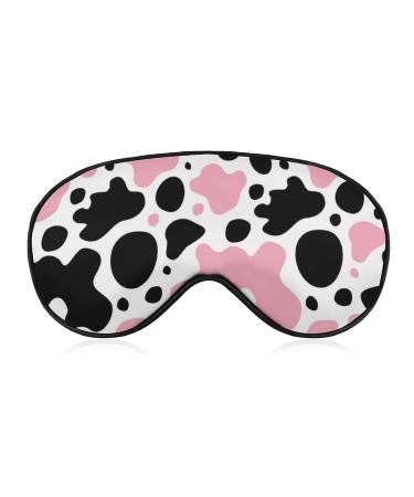 Pink Black White Cow Print Sleep Mask for Women Adjustable Sleeping Eye Shades Cover with Elastic Strap