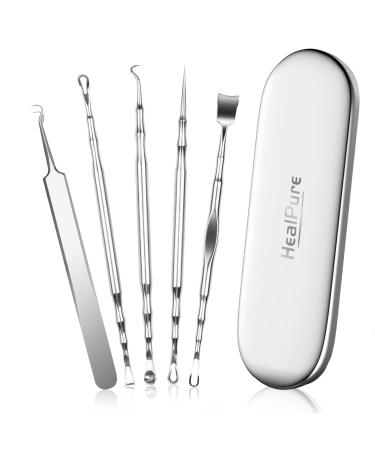 Blackhead Remover Pimple Popper Tool Professional Comedone Extractor Acne Removal Kit with Case Cleaning Treatment Tool for Blemish Whitehead Popping Zit Removing for Nose Face Skin Sliver with Case