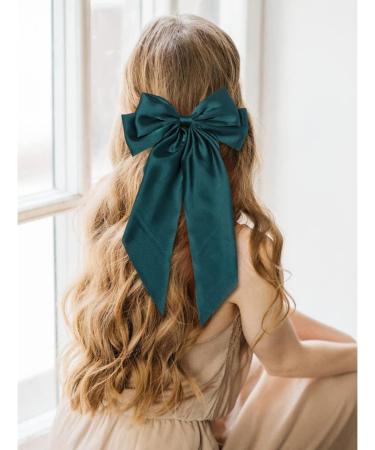 6 Pack Satin Large Hair Bows Big Oversized Giant Bow Hair Clips French Barrettes with Long Silky Ribbon Bowknot Bun Ponytail Holder Accessories for Women Lady Girl - Buy Online on GoSupps.com
