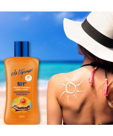 Eda Taspinar SPF 50+ High Protection Sunscreen Lotion for Sensitive Skin Skin Nourishing Broad-Spectrum Use on Face and Body for Both Light and Dark Skin Tones 200ml 6.7oz - Buy Online on GoSupps.com