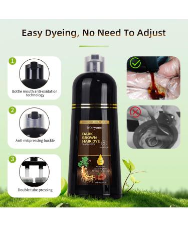 Maryono Dark Brown Hair Dye Shampoo 3 in 1 - Herbal Gray Coverage for Men & Women | Instant Color | 500ml - Buy Online on GoSupps.com