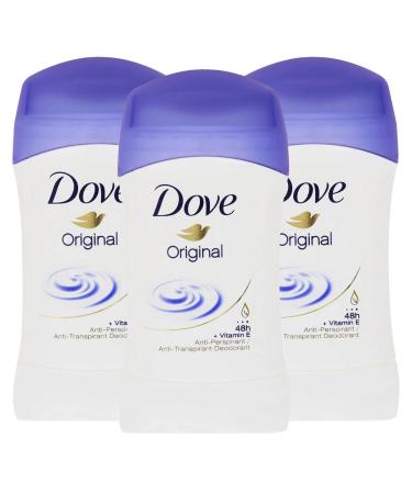 Dove 3 x Dove Original Anti-Breathable Deodorant with Delicate Fragrance Moisturising Cream - 3 x 30 ml Deodorant Sticks