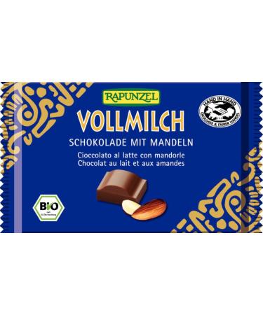 Rapunzel Naturkost Raiponzel Pack of 6 Whole Milk Chocolates with Whole Almonds (6 x 100g) Organic