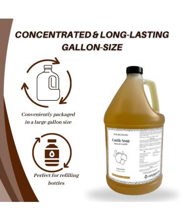 Liquid Castile Soap 1 Gallon - Unscented Organic Vegan Natural Body Wash & Baby Soap - All Natural Hand Soap for Sensitive Skin - Eco-Friendly Cleanser - Buy Online on GoSupps.com