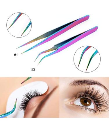 Buy Zhiwenczz Stainless Steel Eyelash Tweezers - Rainbow Curved & Straight Multi-Purpose Pliers for Fake Eyelash Extensions - Professional Quality Tools - Buy Online on GoSupps.com
