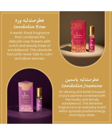 Dukhni Attar Oil Set | Authentic Arabic Fragrance Oils | Alcohol-Free & Halal | Sandalia, Sandal Mukhamara, Sandal Rose, Sandal Ambari, Sandal Khus, Sandal Jasmine - 6ml each - Buy Online on GoSupps.com