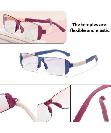 2 Pack Stylish Rimless Reading Glasses Flexible TR 90 Blue Light Blocking Computer Readers Multifocus Glasses(Couleur:Blue Grandeur:2.0x) - Buy Online on GoSupps.com