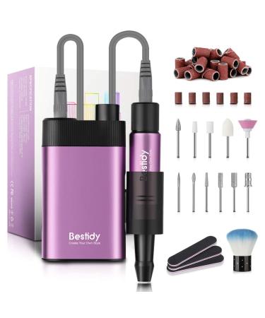 Bestidy 30000RPM Nail Drill Electrical Machine Professional Rechargeable Efile Nail Drill Kit for Acrylic  Gel Nails  Manicure Pedicure and Polishing(Purple)