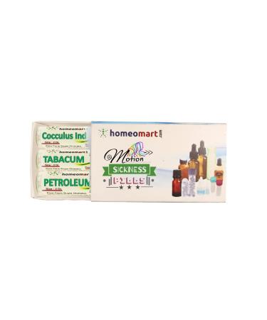 Homeomart Motion Sickness Relief homeopathic kit with Petroleum 200 Cocculus Indicus 200 Tabacum 30 Pack of 3