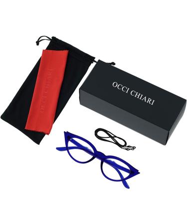 OCCI CHIARI Women's Cateye Reading Glasses | Stylish Readers in Blue | 1.25x Magnification - Buy Online on GoSupps.com