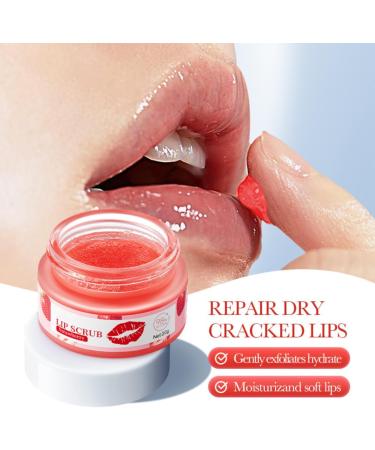 Strawberry Lip Scrub Exfoliator - Natural Lip Exfoliator Scrub for Hydration and Softening Diminishes Lip Lines Brightens and Softens Lips 20g - Perfect Lip Care Treatment - Buy Online on GoSupps.com