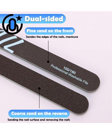 Bmeigo 9pcs Nail Files Buffer Block Set 100/180 Grits Fingernail File Double Sided Sponge Emery Board Washable Manicure Nail Polisher for Acrylic Gel Natural Nails Care Women Men Home Salon - Buy Online on GoSupps.com