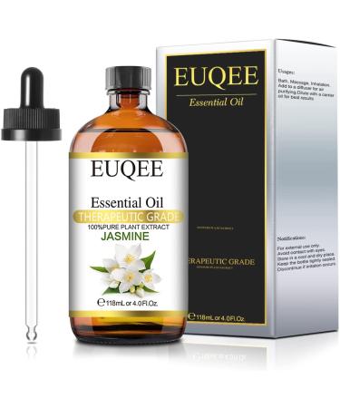EUQEE Jasmine Essential Oil 118ml Natural Pure Jasmine Oils Diffuser Oil Essential Oils for Diffusers for Home Aromatherapy Relax Jasmine 118.00 ml (Pack of 1)