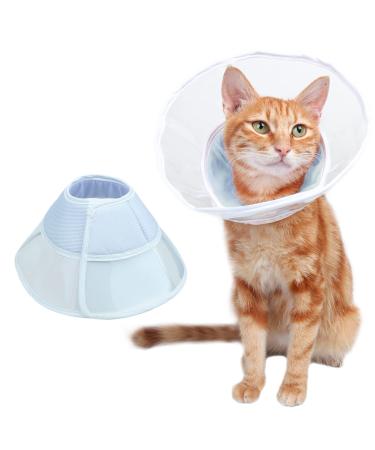 Crazy Felix Cat Cone, Soft Cone for Cats to Stop Licking and Scratching, Comfortable Cat Cone Collar with Upgraded PVC Material and Adjustable Velcro for Healing Wound, After Surgery and Vet Visit S(Neck:7"-10") Blue
