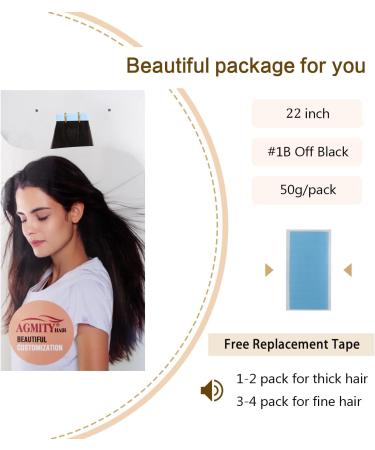 AGMITY Tape in Hair Extensions Real Human Hair Natural Black 22 inches 20pcs 50g/pack Invisible Straight Seamless Skin Weft Hair Extensions Tape in Remy(22 inches #1B Off Black) 22 inch #1B Off Black - Buy Online on GoSupps.com