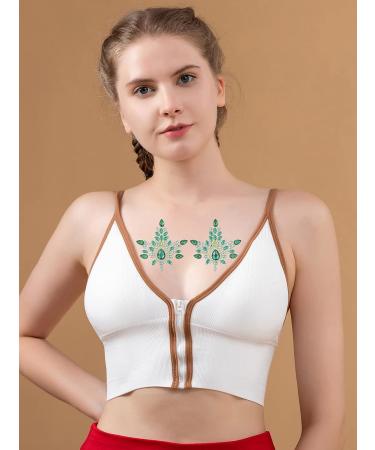 Green and White Self Adhesive Breast Gems - 2 Set Festival Jewels for Women - Buy Online on GoSupps.com