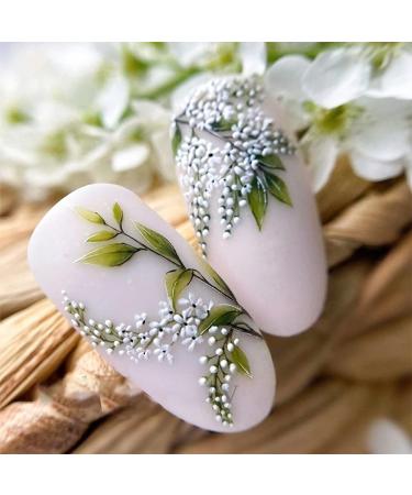 5D White Flower Nail Stickers - Summer Self Adhesive Leaf Decals for Nail Art | Green Leaves, Lily & Floral Accessories - Embossed Design for Blossom Decoration - Buy Online on GoSupps.com