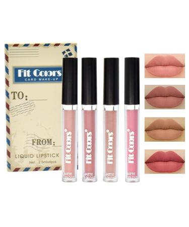 Xiahium 4Pcs Matte Liquid Lipstick Set - Long Lasting Waterproof Lip Stain Gift Set for Women - Nude Dark Shades - Non-Stick Cup Formula - 0.08 Fl Oz (Pack of 4) - Buy Online on GoSupps.com