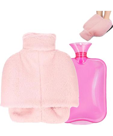 Foot warmer hot bottle 2l large foot warmers 2 in 1 hot water bottle for the feet foot warmer without electricity foot warmer heat bottle feet pink plush+rose red PVC