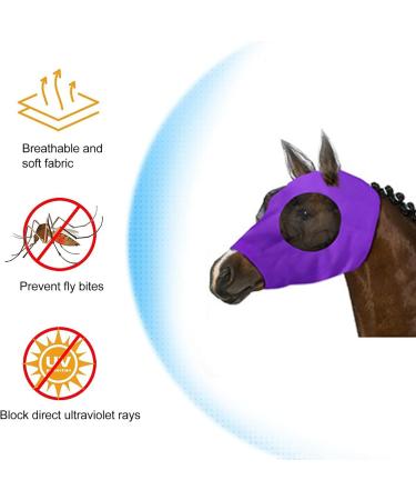 Horse Mesh Fly Mask Breathable Elastic Horse Face Mask with Ears Riding Equestrian Equipment (Purple) - Buy Online on GoSupps.com
