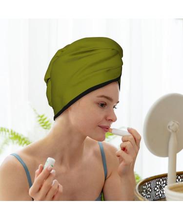 Olive Microfiber Hair Towel - Soft Super Absorbent Quick Dry Wrap for Long Curly & Thick Hair - Coral Velvet Towel for Women - Buy Online on GoSupps.com