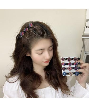 Hair Clips 4 Pack Sparkling Crystal Stone Braided Duckbill Clip Satin Fabric Hair Bands Rhinestone Hair Clips Braided Hair Clip with Rhinestones for Women/Girls - Buy Online on GoSupps.com