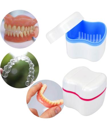 Denture Box Retainer Case Denture Storage Bath Box Denture Holder Box Cleaning Box Lightweight and Portable Cleaning Box with Filter (L Blue) L Blue - Buy Online on GoSupps.com