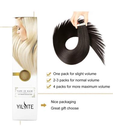 Yilite Tape Extensions Real Hair - 65cm Natural Black 20 Pieces - Invisible Silky Straight Skin Weft Tape-In Extensions #1B - Buy Online on GoSupps.com