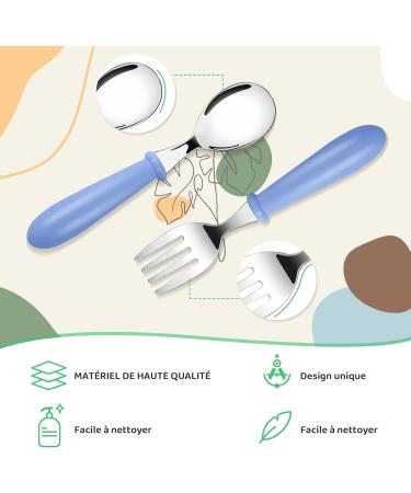 Bomtop Baby Fork and Spoon Set - Stainless Steel 8pcs Children's Cutlery for Toddlers - Includes 4 Forks & 4 Dinner Spoons in Green, Blue, Pink, White - Kids Feeding and Weaning Utensils - Buy Online on GoSupps.com