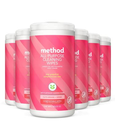 Method All-Purpose Cleaning Wipes Pink Grapefruit Multi-Surface Compostable 70 Count (Pack of 6) Pink Grapefruit 70 Count (Pack of 6)