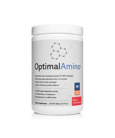 OptimalAmino Best Pre/Post Workout Recovery Drink, 99% Utilization Essential Amino Acid Supplement, NSF Certified for Sport Certified Berry Lemonade