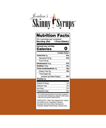 Jordan's Skinny Syrups Sugar-Free Coffee Syrup Caramel Pecan Flavoring for Chai Latte Protein Shake and More - Zero Calorie Gluten-Free Keto Friendly - 750ml (25.4 Fl Oz) - Pack of 6 - Buy Online on GoSupps.com