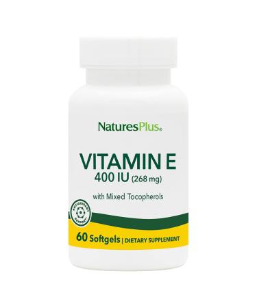 NaturesPlus Vitamin E - 400 iu Mixed D-Tocopherol 60 Softgels - Easy to Swallow Vitamin E Supplement Derived from Natural Soybean Oil - Free-Radical Defense - Gluten-Free - 60 Servings - Buy Online on GoSupps.com