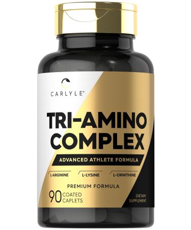Carlyle Tri-Amino L-Arginine L-Ornithine L-Lysine Supplement | 90 Caplets | Vegetarian Non-GMO Gluten Free
