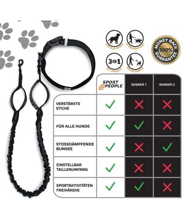 Premium Belt Bag with Jogging Leash for Dogs - Reinforced Stitches & Shock-Absorbing Bungee - Black/Blue - Buy Online on GoSupps.com