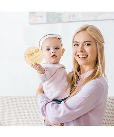 WAIZHIUA 24Pcs Baby Monthly Milestone Cards - Double Sided Wooden Prop for Newborn Photography, Baby Shower, Pregnancy Journey - 10cm Round Cards - Birth Announcement (12 Months) - Buy Online on GoSupps.com