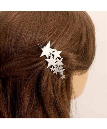 TOSSPER 1x Silver Hair Ornament Headband Hairpin Alloy Stars Women Cute Acetate Star Alloy Hair Clip